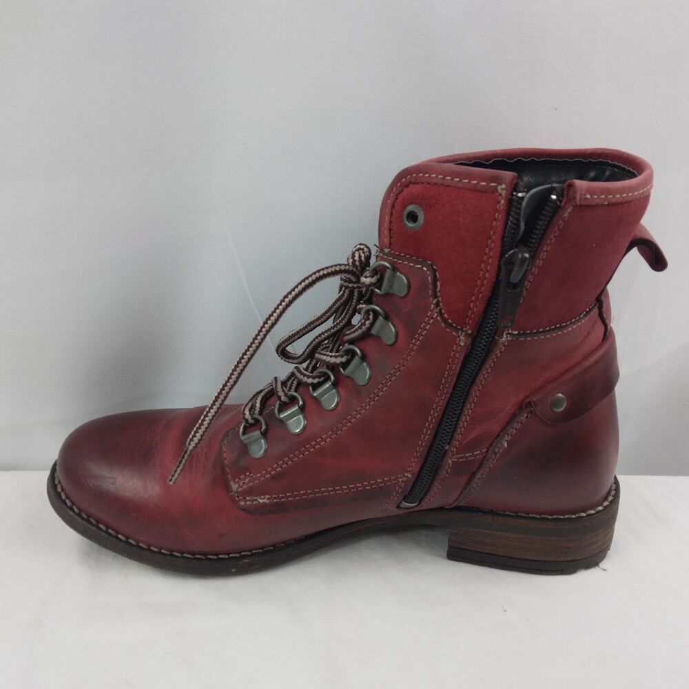 Taos Ringer Red Leather Lace Up Ankle Boots Boho Lagenlook Womens US 7-7.5 EU 38 - Picture 8 of 15